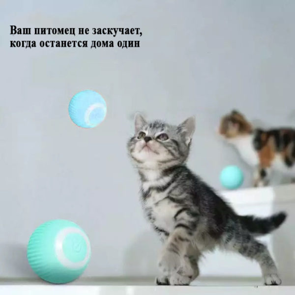 Мяч интерактивный для кошек, игрушка-дразнилка со встроенным аккумулятором